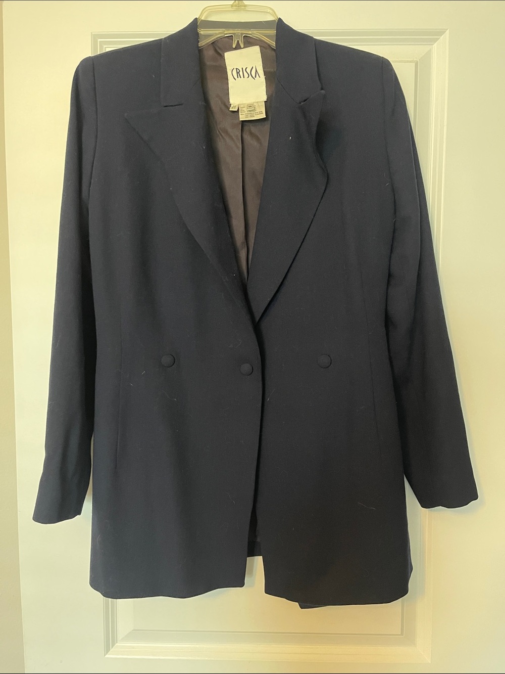Crisca Navy Double-Breasted Blazer Jacket